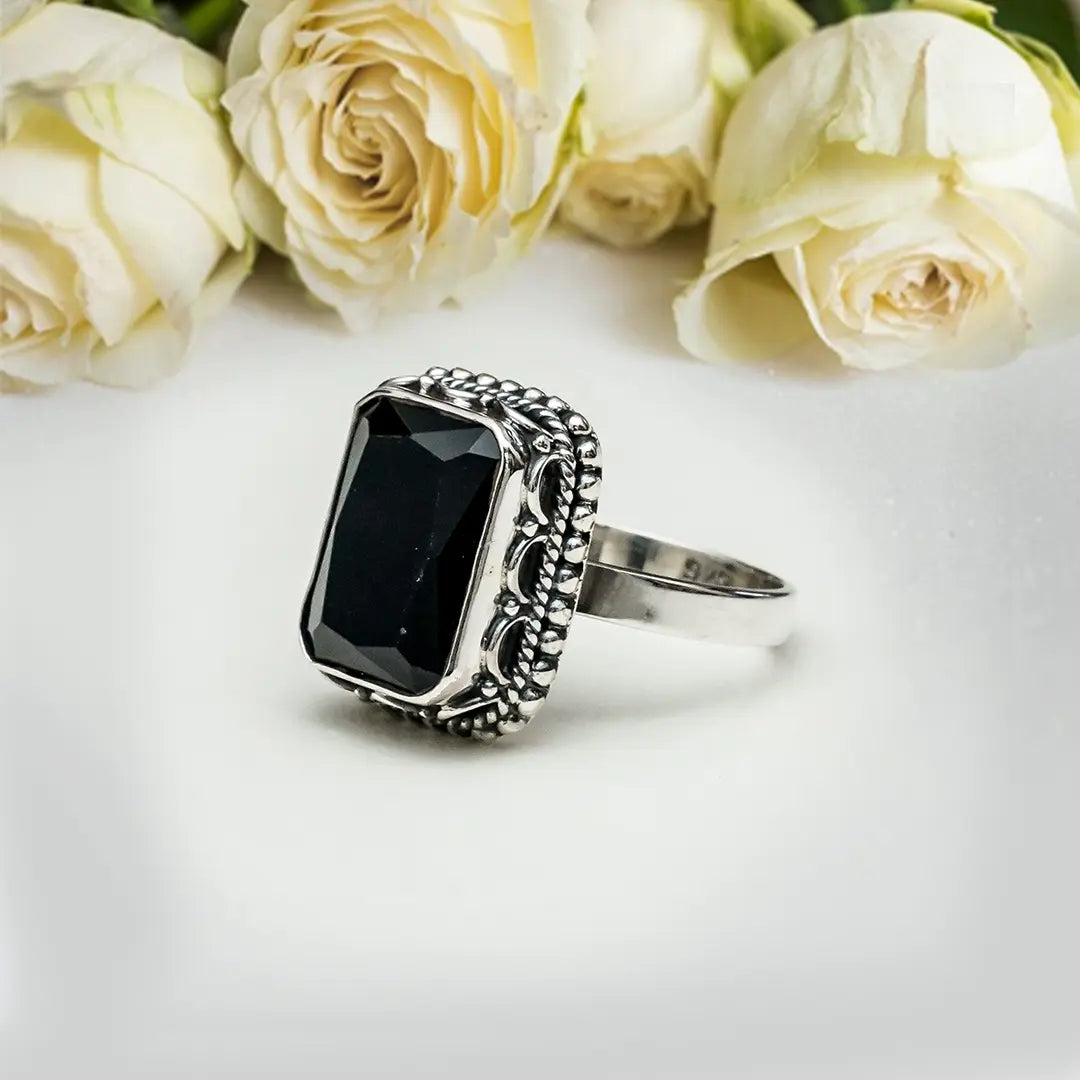 Black Beauty Sterling Silver Ring - Mohnaa Jewels