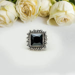 Black Onyx Square Sterling Silver Ring - Mohnaa Jewels