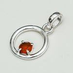 Round Pendant With Orange Gemstone Solid Sterling Silver - Mohnaa Jewels