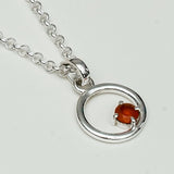 Round Pendant With Orange Gemstone Solid Sterling Silver - Mohnaa Jewels