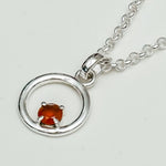 Round Pendant With Orange Gemstone Solid Sterling Silver - Mohnaa Jewels