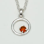 Round Pendant With Orange Gemstone Solid Sterling Silver - Mohnaa Jewels