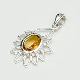 Sunflower Pendant With Citrine Gemstone In 925 Sterling Silver - Mohnaa Jewels