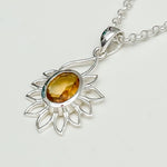 Sunflower Pendant With Citrine Gemstone In 925 Sterling Silver - Mohnaa Jewels