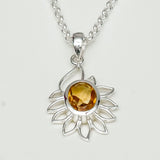 Sunflower Pendant With Citrine Gemstone In 925 Sterling Silver - Mohnaa Jewels