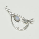 Dragonfly Pendent With Rainbow Moonstone In 925 Sterling Silver - Mohnaa Jewels