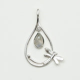 Dragonfly Pendent With Rainbow Moonstone In 925 Sterling Silver - Mohnaa Jewels