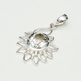 Sunflower Pendant With Quartz Gemstone In 925 Sterling Silver - Mohnaa Jewels