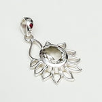 Sunflower Pendant With Quartz Gemstone In 925 Sterling Silver - Mohnaa Jewels