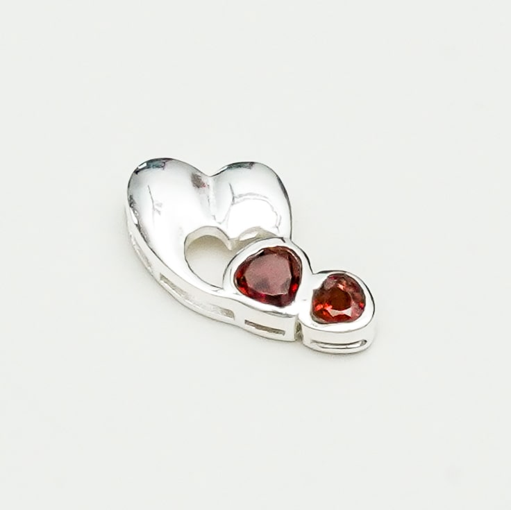 Designer Heart Handmade Pendants With Garnet Gemstone In 925 Sterling Silver - Mohnaa Jewels