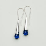 Pearl Drop Designer Earrings With Blue stone In Solid Silver Jewelry - Mohnaa Jewels