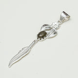 Feather Pendant With Labradorite Gemstone Handmade  In Solid Sterling Silver - Mohnaa Jewels