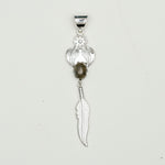 Feather Pendant With Labradorite Gemstone Handmade  In Solid Sterling Silver - Mohnaa Jewels