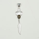 Feather Pendant With Labradorite Gemstone Handmade  In Solid Sterling Silver - Mohnaa Jewels