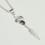 Feather Pendant With Labradorite Gemstone Handmade  In Solid Sterling Silver - Mohnaa Jewels