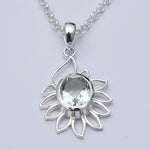 Sunflower Pendant With Quartz Gemstone In 925 Sterling Silver - Mohnaa Jewels