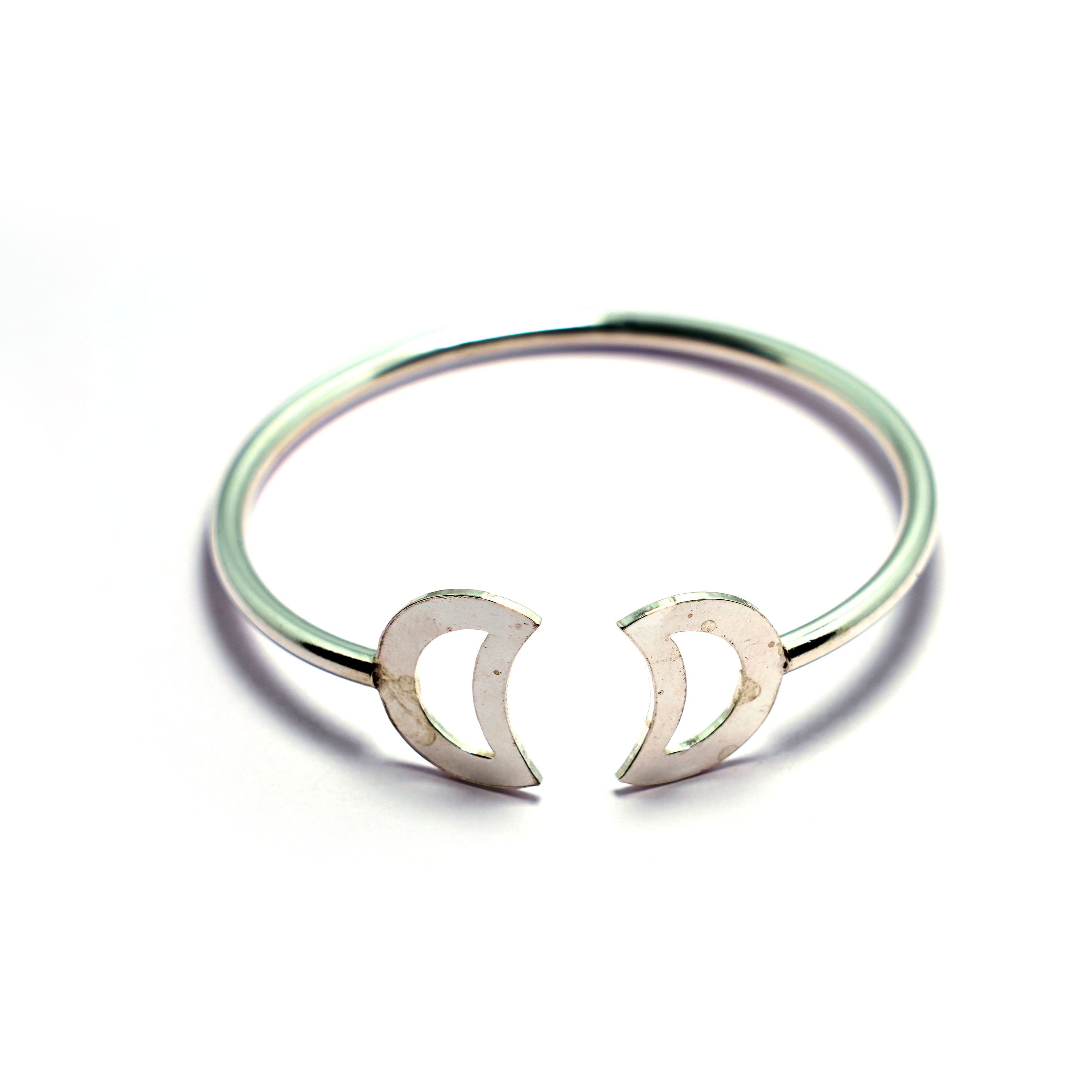 Crescent Silver Bracelet - Openable - Mohnaa Jewels