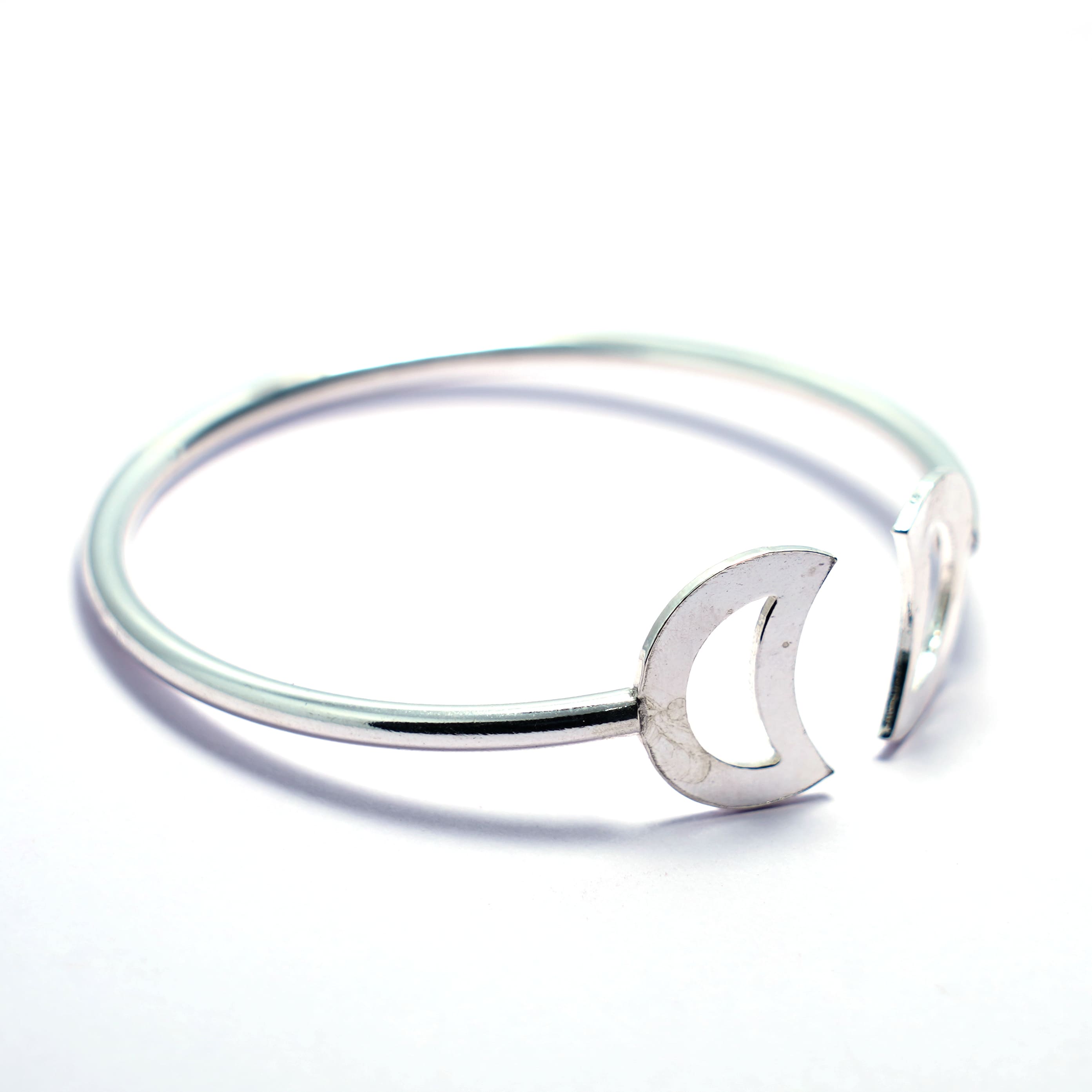 Crescent Silver Bracelet - Openable - Mohnaa Jewels