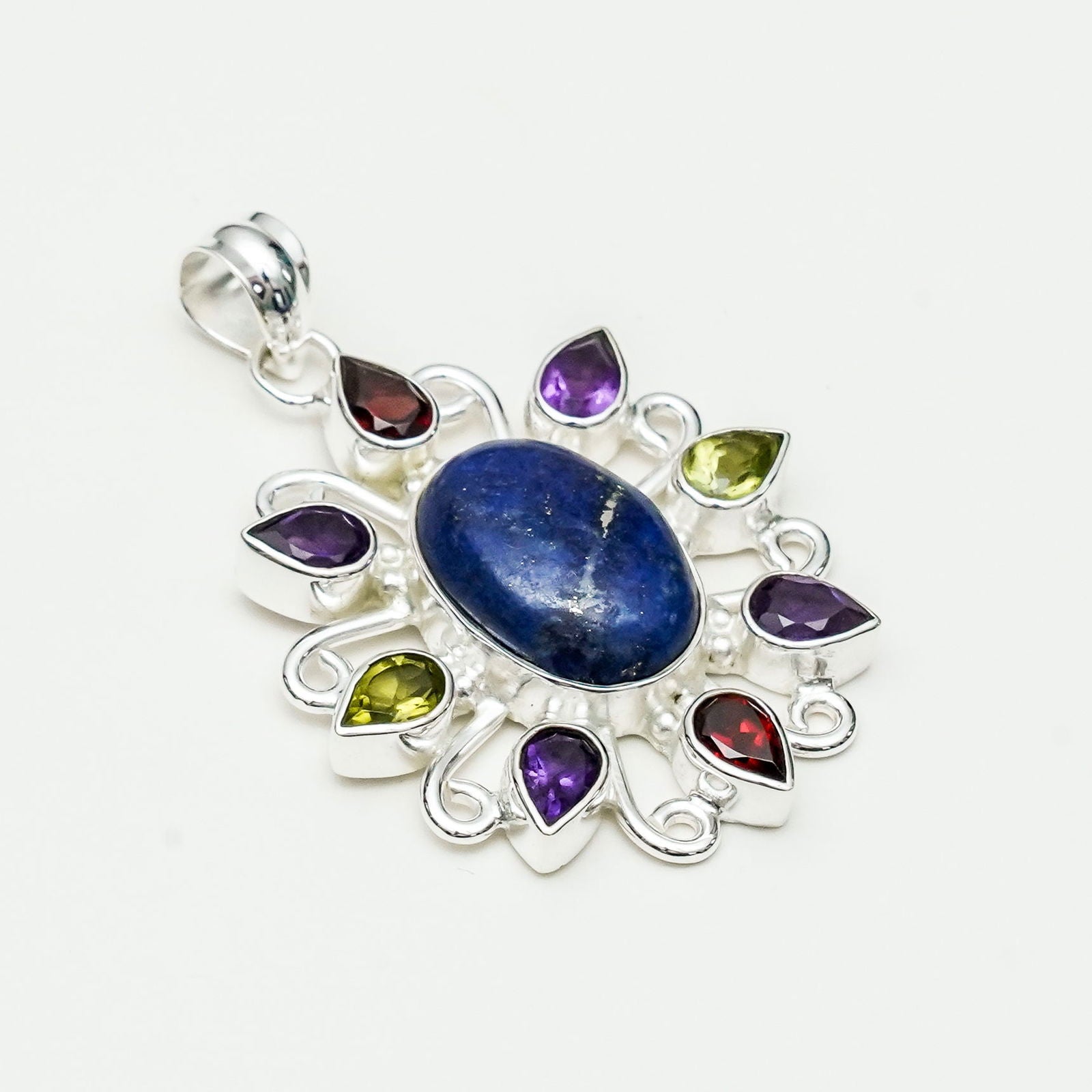 Sun Pendants With Multi Gemstone in High Quality 925 Solid Silver 2