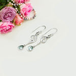 Water Drop Earrings With Blue Topaz Gemstone in 925 Sterling Silver