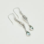 Water Drop Earrings With Blue Topaz Gemstone in 925 Sterling Silver