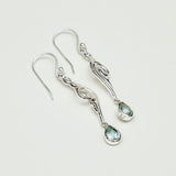 Water Drop Earrings With Blue Topaz Gemstone in 925 Sterling Silver