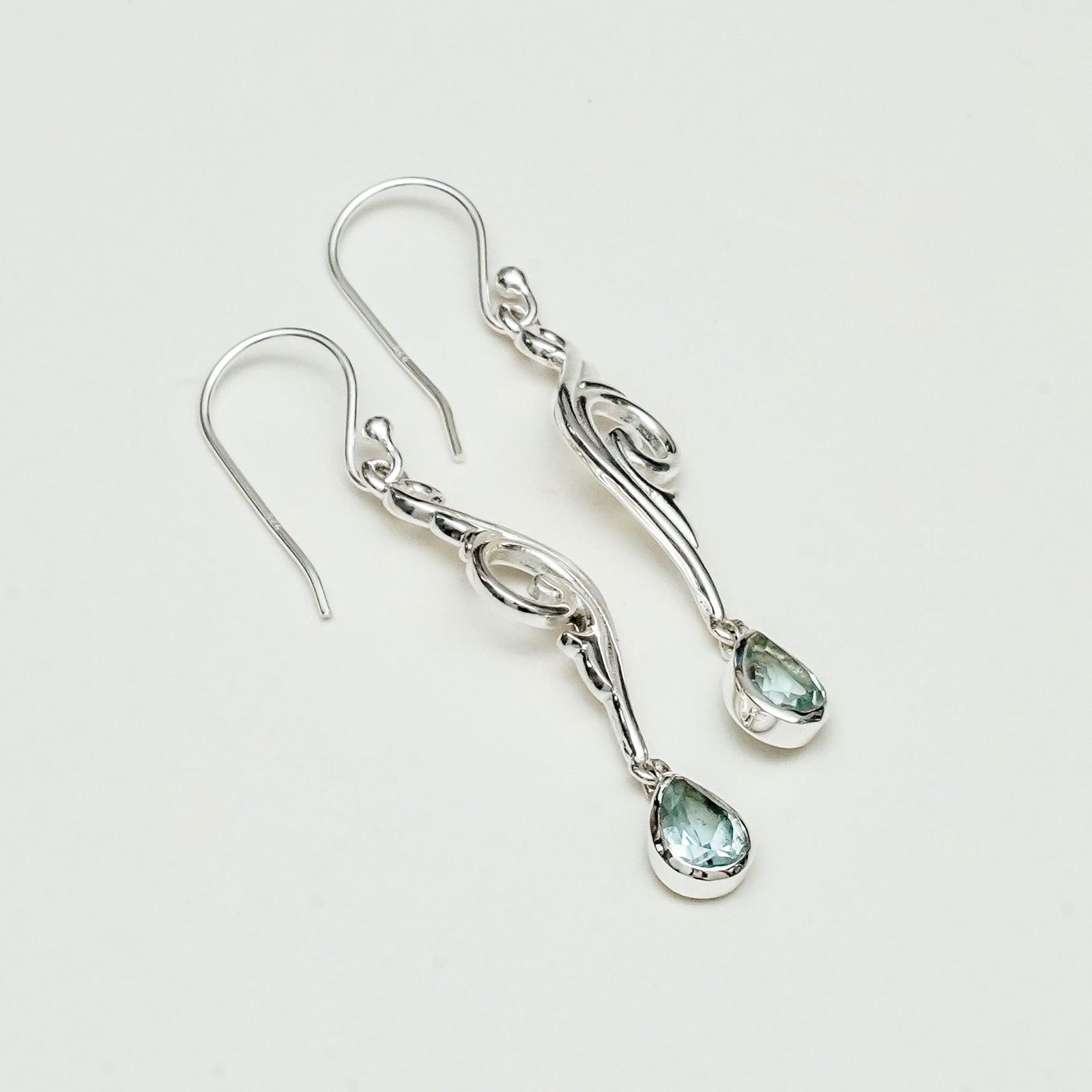 Water Drop Earrings With Blue Topaz Gemstone in 925 Sterling Silver