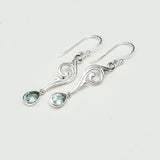 Water Drop Earrings With Blue Topaz Gemstone in 925 Sterling Silver