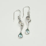 Water Drop Earrings With Blue Topaz Gemstone in 925 Sterling Silver