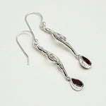 Water Drop Earrings With Garnet Gemstone in 925 Sterling Silver
