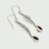 Water Drop Earrings With Garnet Gemstone in 925 Sterling Silver