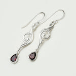 Water Drop Earrings With Garnet Gemstone in 925 Sterling Silver