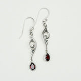 Water Drop Earrings With Garnet Gemstone in 925 Sterling Silver
