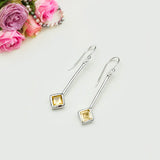 Earrings With Citrine Gemstone in 925 Sterling Silver Handmade - Mohnaa Jewels