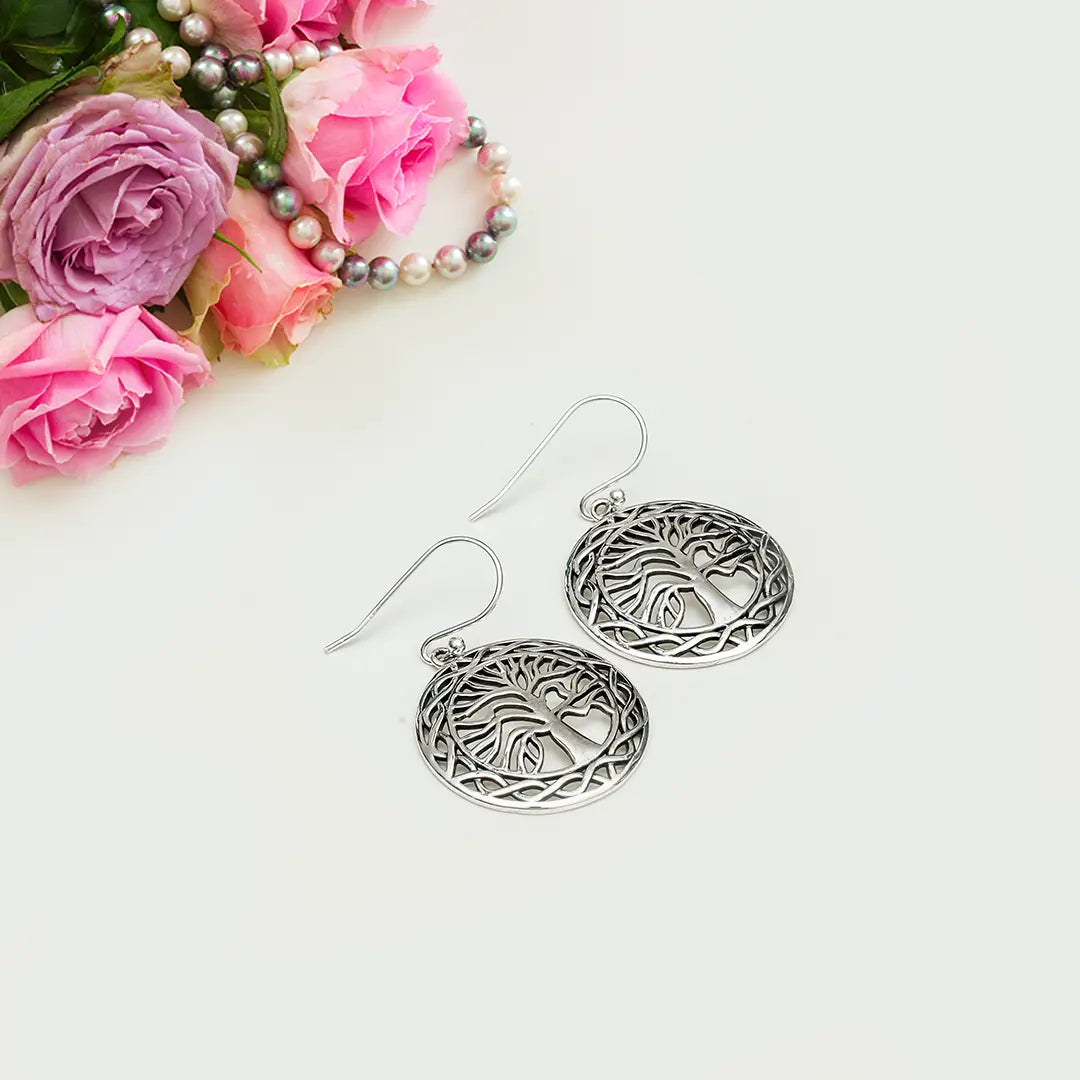 Life Of Tree Earrings 925 Solid Sterling Silver - Mohnaa Jewels