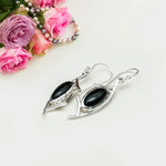 Modern Earrings With Black Onyx Gemstone in 925 Sterling Silver - Mohnaa Jewels