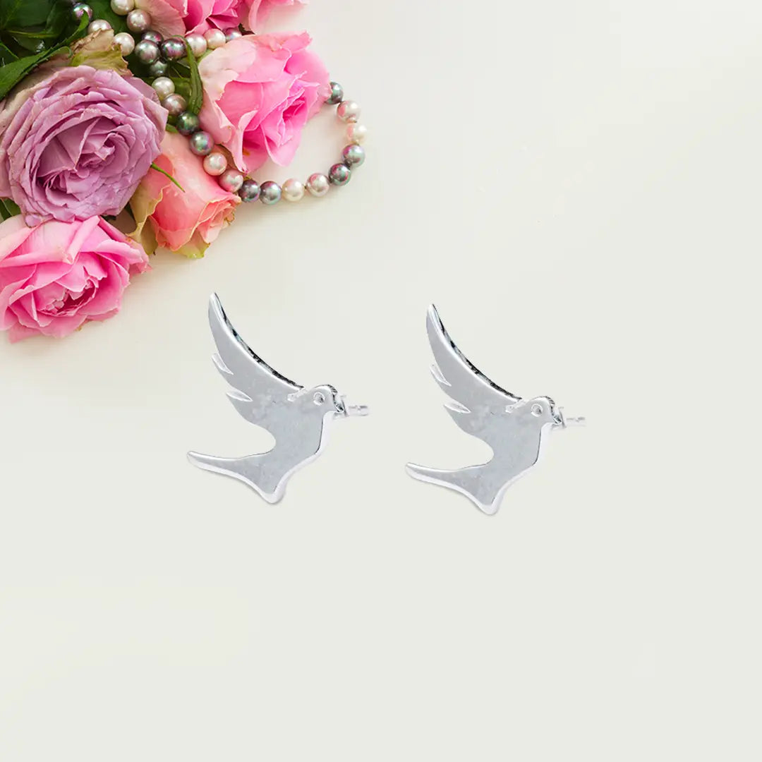 Bird Minimalist Earring In 925 Sterling Silver - Mohnaa Jewels