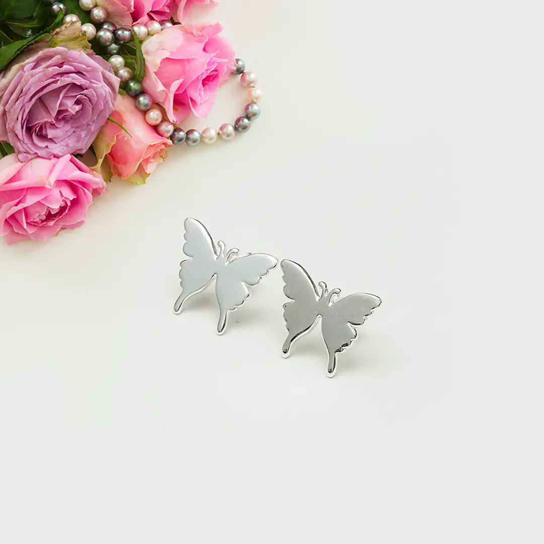 Butterfly Minimalist Earring In 925 Sterling Silver1 - Mohnaa Jewels