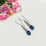 Pearl Drop Designer Earrings With Blue stone In Solid Silver Jewelry - Mohnaa Jewels