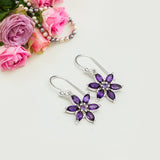 Star Earring With Semi Precious Natural Amethyst Gemstone In 925 Sterling Silver - Mohnaa Jewels