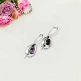 Earring With Natural Amethyst Gemstone In 925 Sterling Silver 1 - Mohnaa Jewels