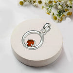 Round Pendant With Orange Gemstone Solid Sterling Silver - Mohnaa Jewels