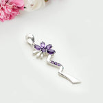 Modern Flower Pendent With Amethyst Gemstone In Solid Sterling Silver - Mohnaa Jewels