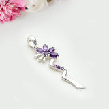 Modern Flower Pendent With Amethyst Gemstone In Solid Sterling Silver - Mohnaa Jewels