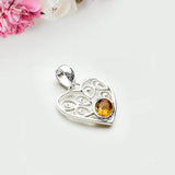 Heart Pendant With Citrine Gemstone in 925 Solid Sterling Silver - Mohnaa Jewels