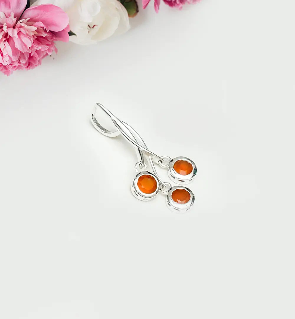 Handmade Pendant With Orange Stone In 925 Sterling Silver - Mohnaa Jewels