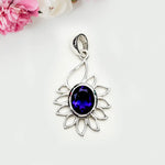 Sunflower Pendant With Amethyst Gemstone In 925 Sterling Silver - Mohnaa Jewels