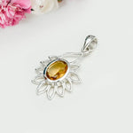 Sunflower Pendant With Citrine Gemstone In 925 Sterling Silver - Mohnaa Jewels