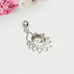 Sunflower Pendant With Quartz Gemstone In 925 Sterling Silver - Mohnaa Jewels