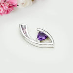 Minimalist Pendant With Amethyst Gemstone in Fine Sterling Silver - Mohnaa Jewels